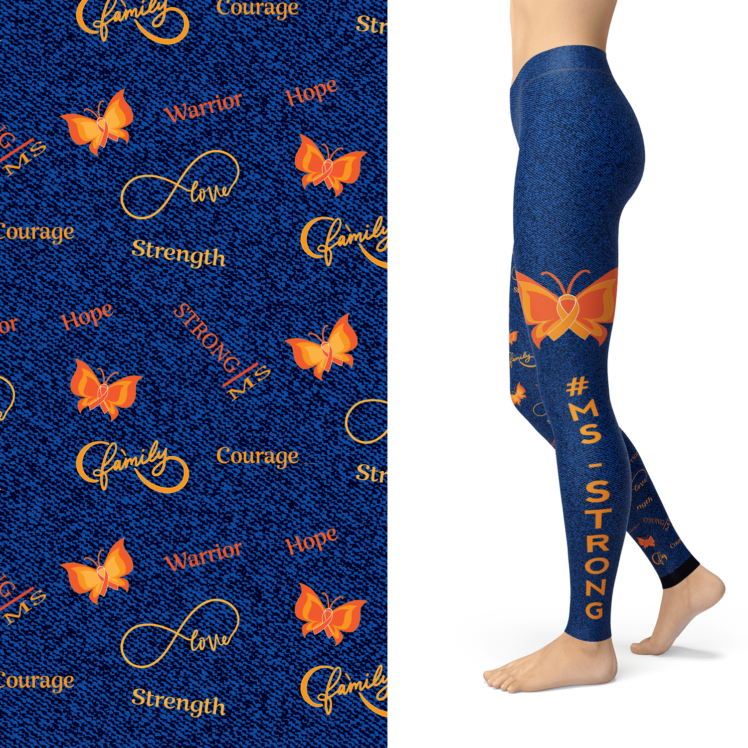 MS Strong Awareness Leggings with Pockets in Blue or Black